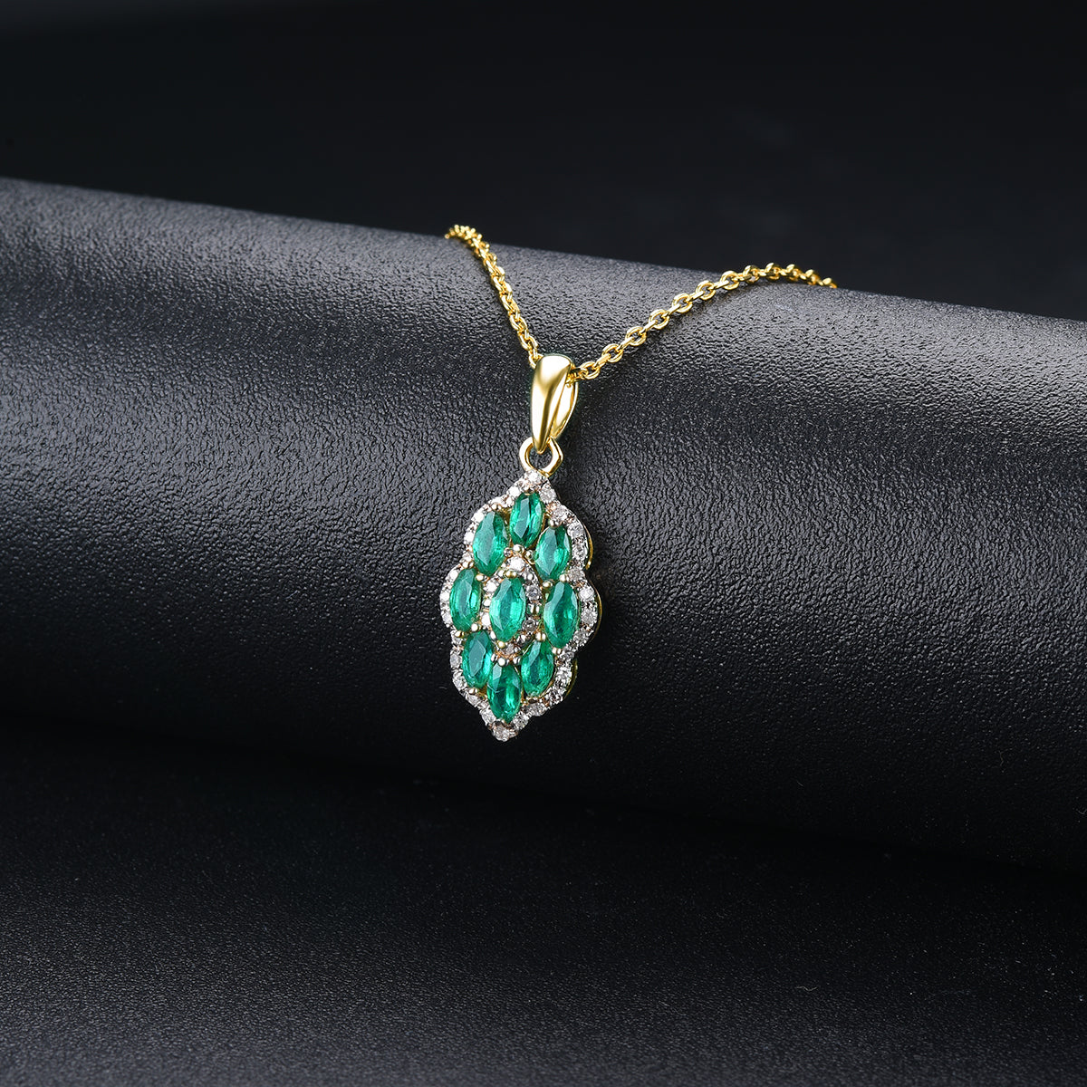 Marquee Shape Emerald and Diamond Necklace. – Sparkle Gems Global