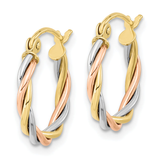 10k Tri-color Polished 2.5mm Twisted Hoop Earrings – Paramount Jewelers LLC