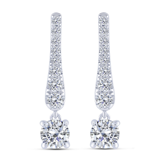 14K WHITE GOLD 0.33 CTW Diamond Dangle Earrings