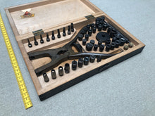 Load image into Gallery viewer, Punch and rivet pliers set in wooden case
