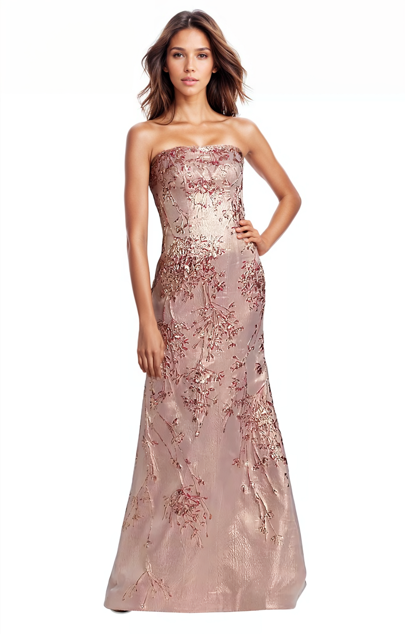 Strapless Fit and Flare Brocade Gown - Rene Ruiz Collection product image