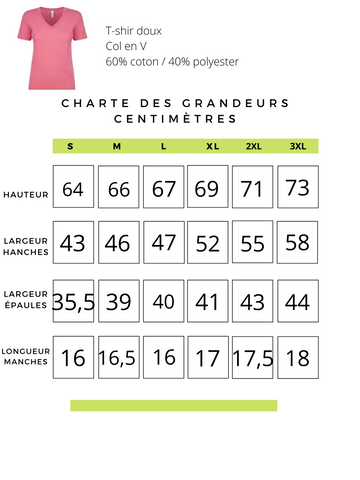 Charte des grandeurs T-Shirt rose