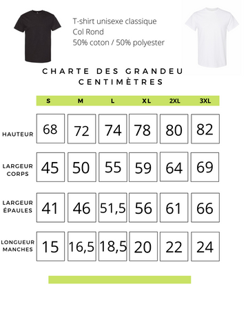 Charte des grandeurs T-Shirt classique