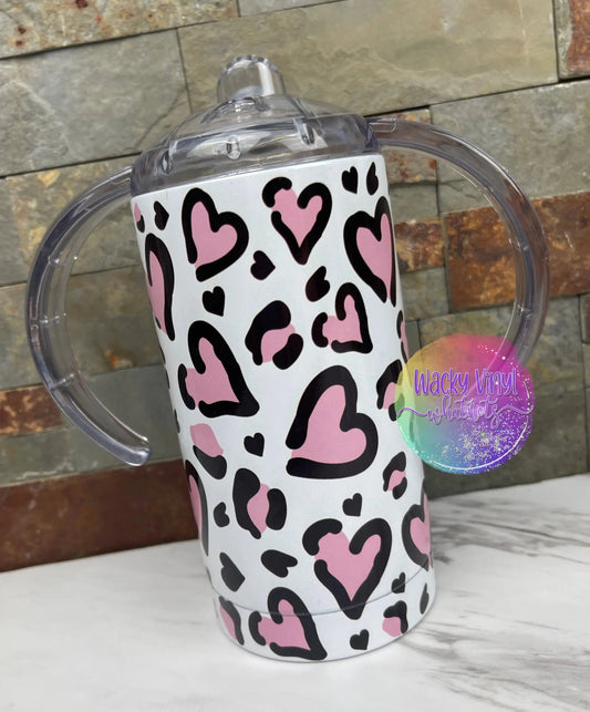 Mommy & Me Pink Glitter/Cow Print Tumbler Set - Wacky Vinyl Whatnots, LLC