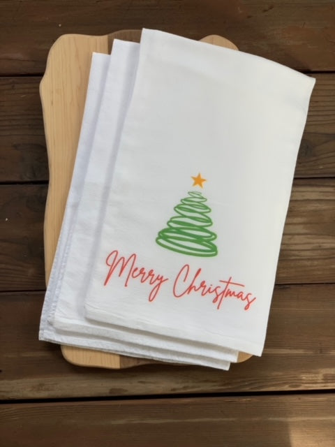 Christmas Moose Tea Towel - Holiday Wreath Flour Sack Towel - Cute