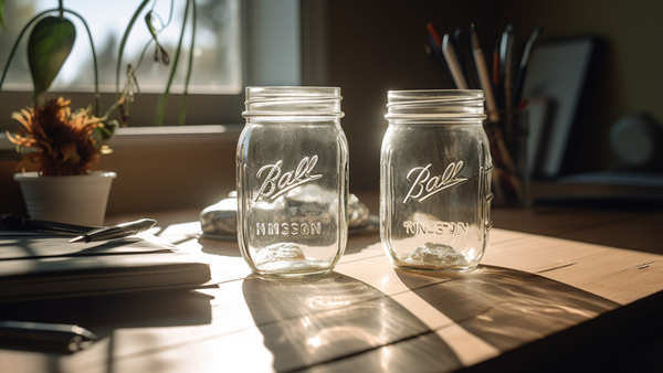 Mason jars in sunlight
