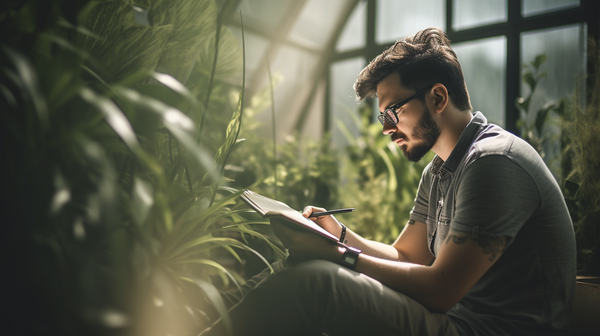 Reading in marijuaa forest