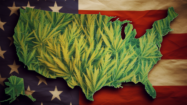 Map of the USA with Marijuana