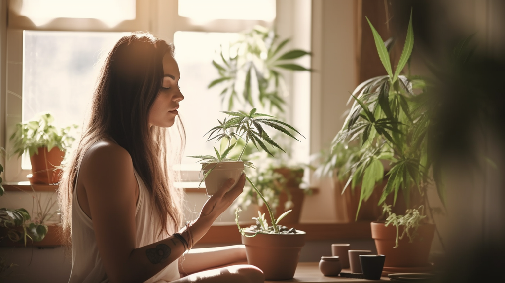 plant and girl