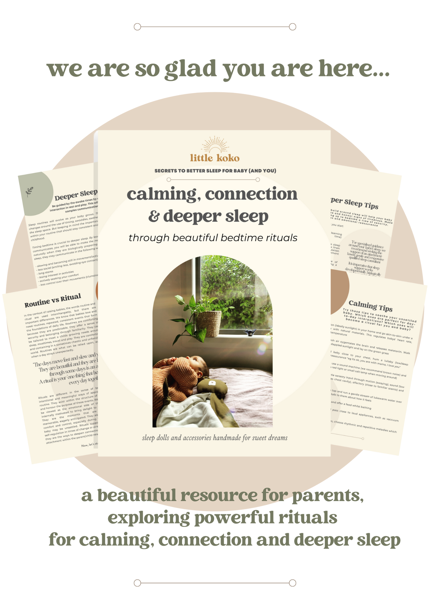 the front page of the little koko sleep guide for calming, connection and deeper sleep