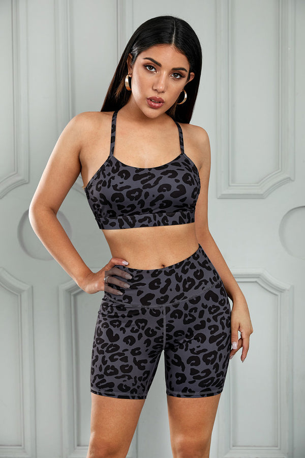 Printed Sports Bra and Shorts Set - Ecart