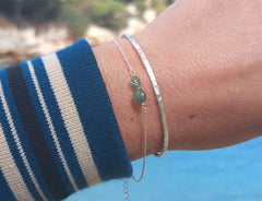 Bracelet with gemstone emerald, birthstone jewelry.