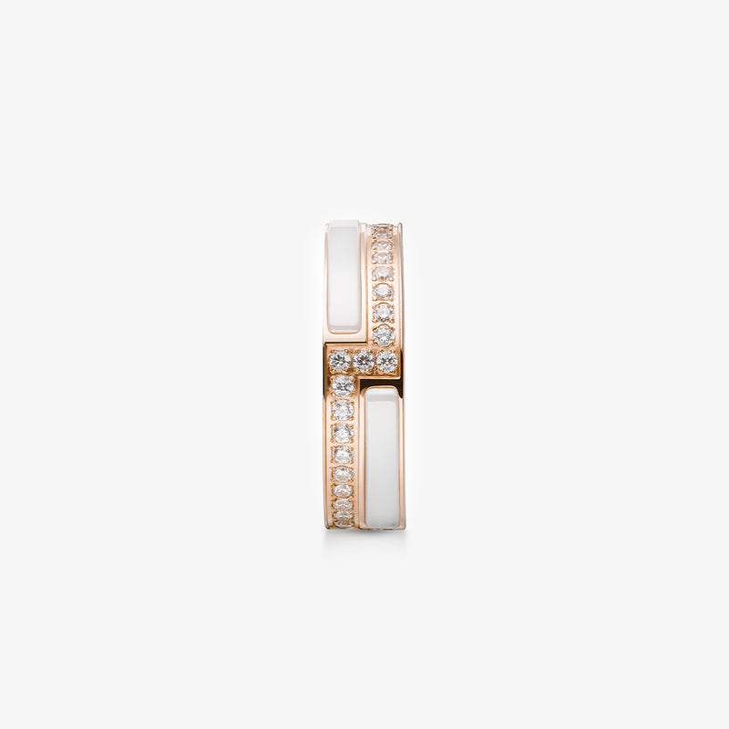 18k Rose Gold Plated Cubic Zirconia Cearmic Stacker Ring