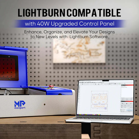 Special Offer | Monport 40W Pro Lightburn-Supported (12" X 8") CO2 Laser Engraver & Cutter with Air Assist - 40W Pro