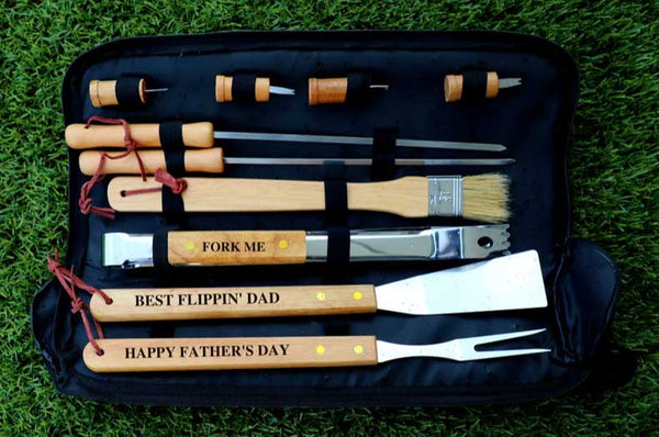 engraved personalized barbeque BBQ tools great for Dad fathers day gift
