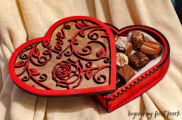 Valentine's Day Laser Cut Wood Heart Shaped Love Ornaments, Set of 5