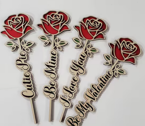 wooden engraved rose