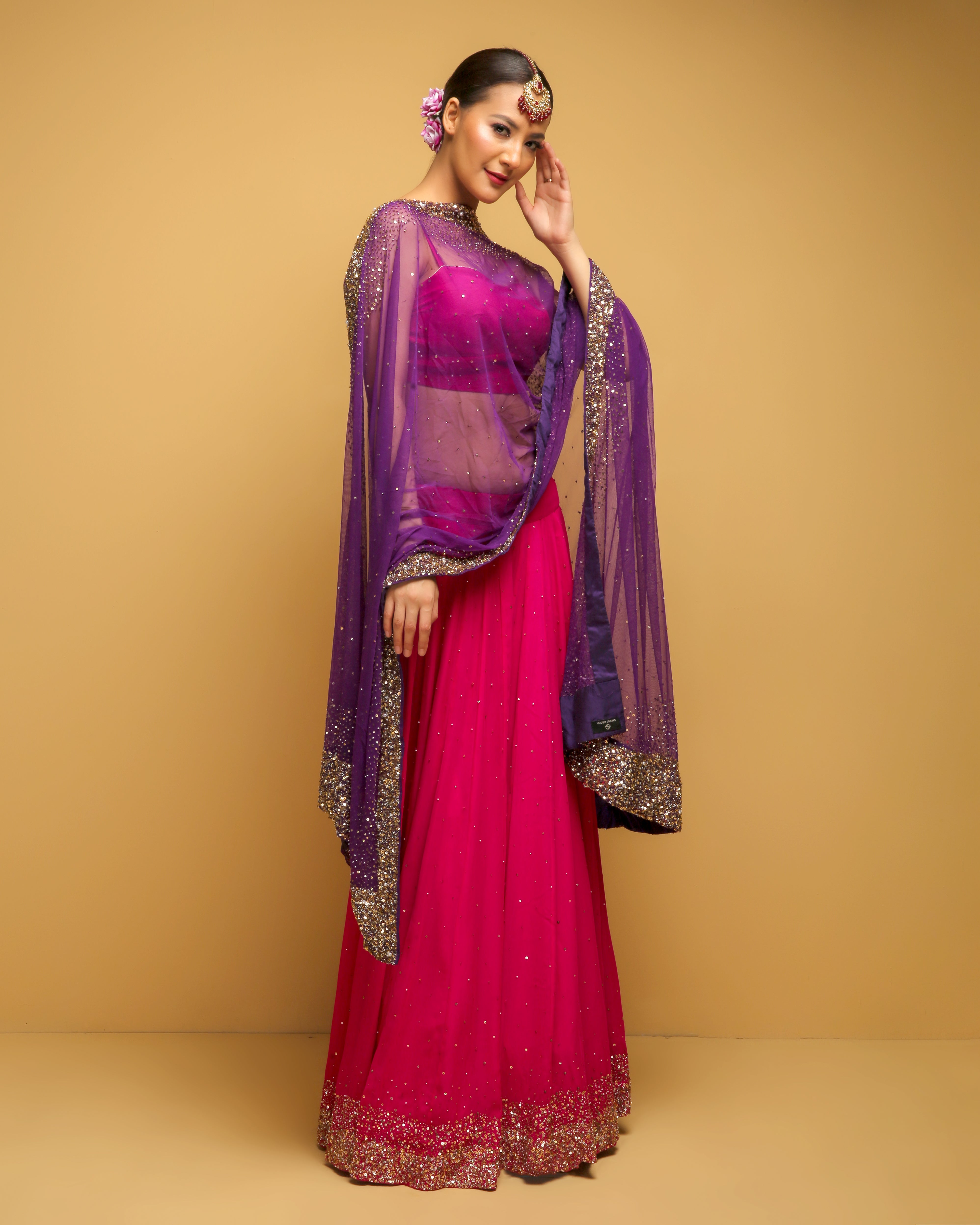 Purple Patola Print With foil work lehenga choli with Dola Silk dupatt