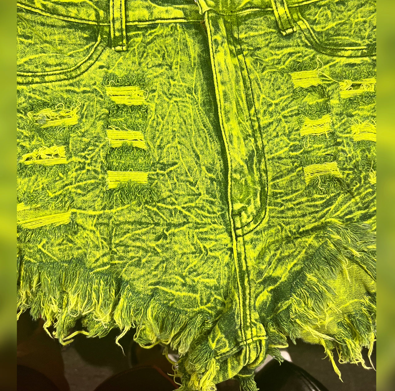 Lemon Lime Distressed shorts