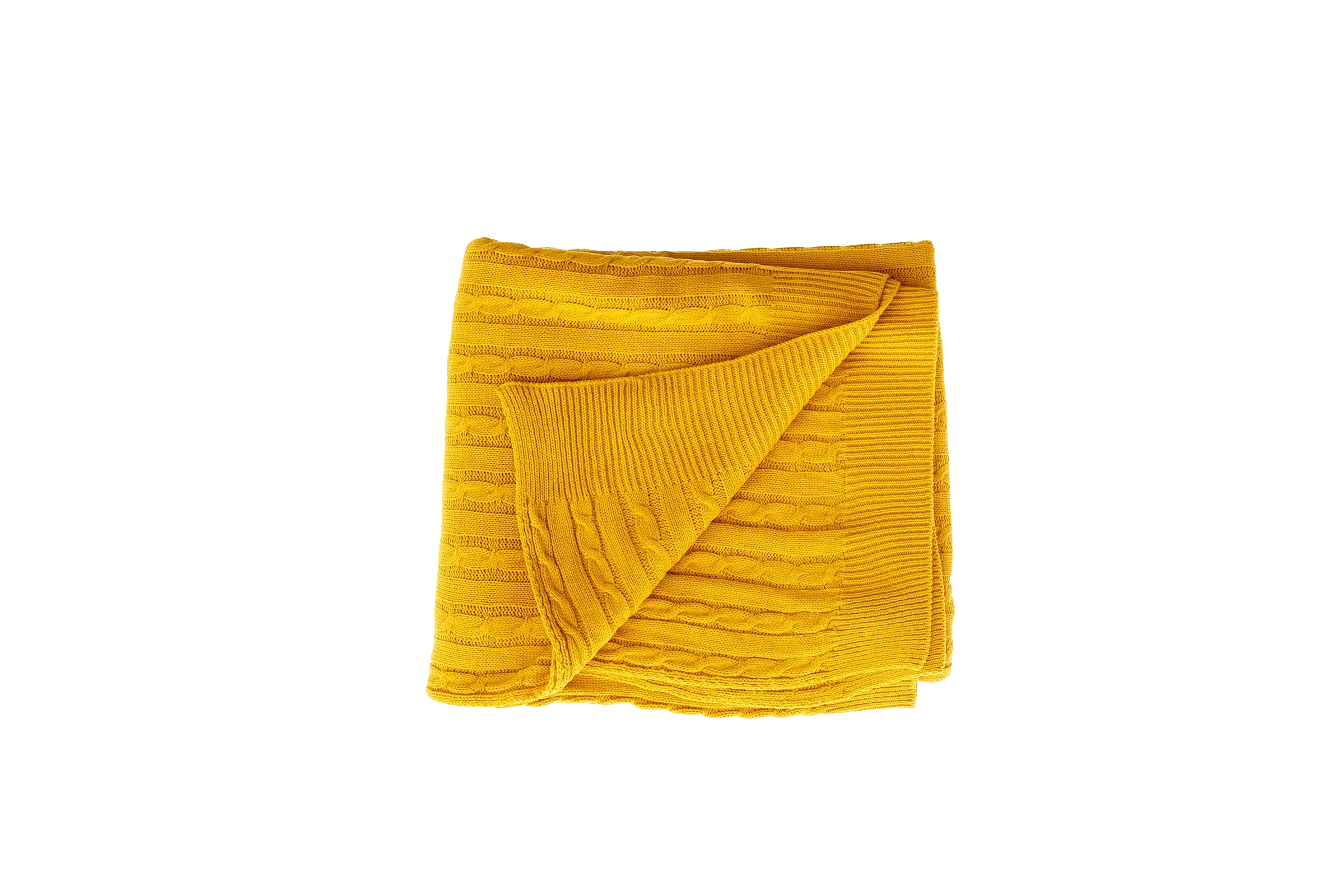 Mustard - Cable Knit Blanket