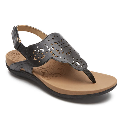 락포트 샌들 Rockport Ridge Circle Cutout Thong Sandal,BLACK