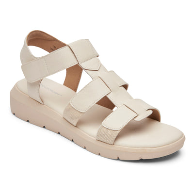 락포트 Rockport Women’s Abbie T-Strap Sandal,VANILLA