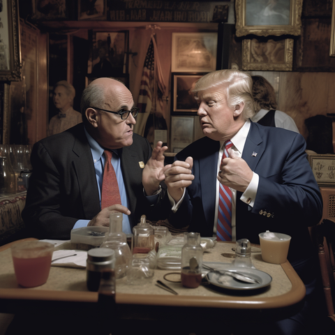 Donald Trump and Rudy Giuliani over dinner