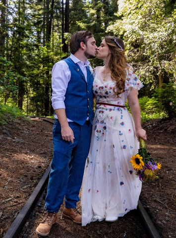 Couple Kissing in Redwoods