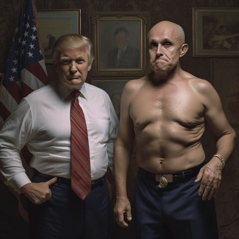 Donald Trump and Rudy Giuliani shirtless