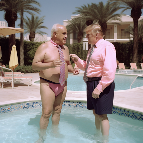 Donald Trump and Rudy Giuliani poolside