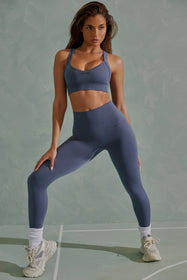 Petite Vitality Super Sculpt Full Length Leggings in Steel Blue