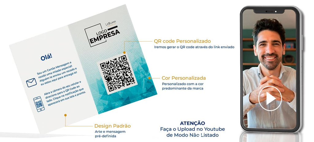 Mensagem por Vídeo Cartão QR Code LeBlank Corporativo