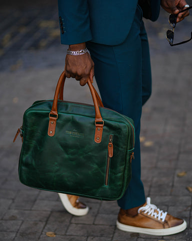 Unique Green Leather Laptop Bag