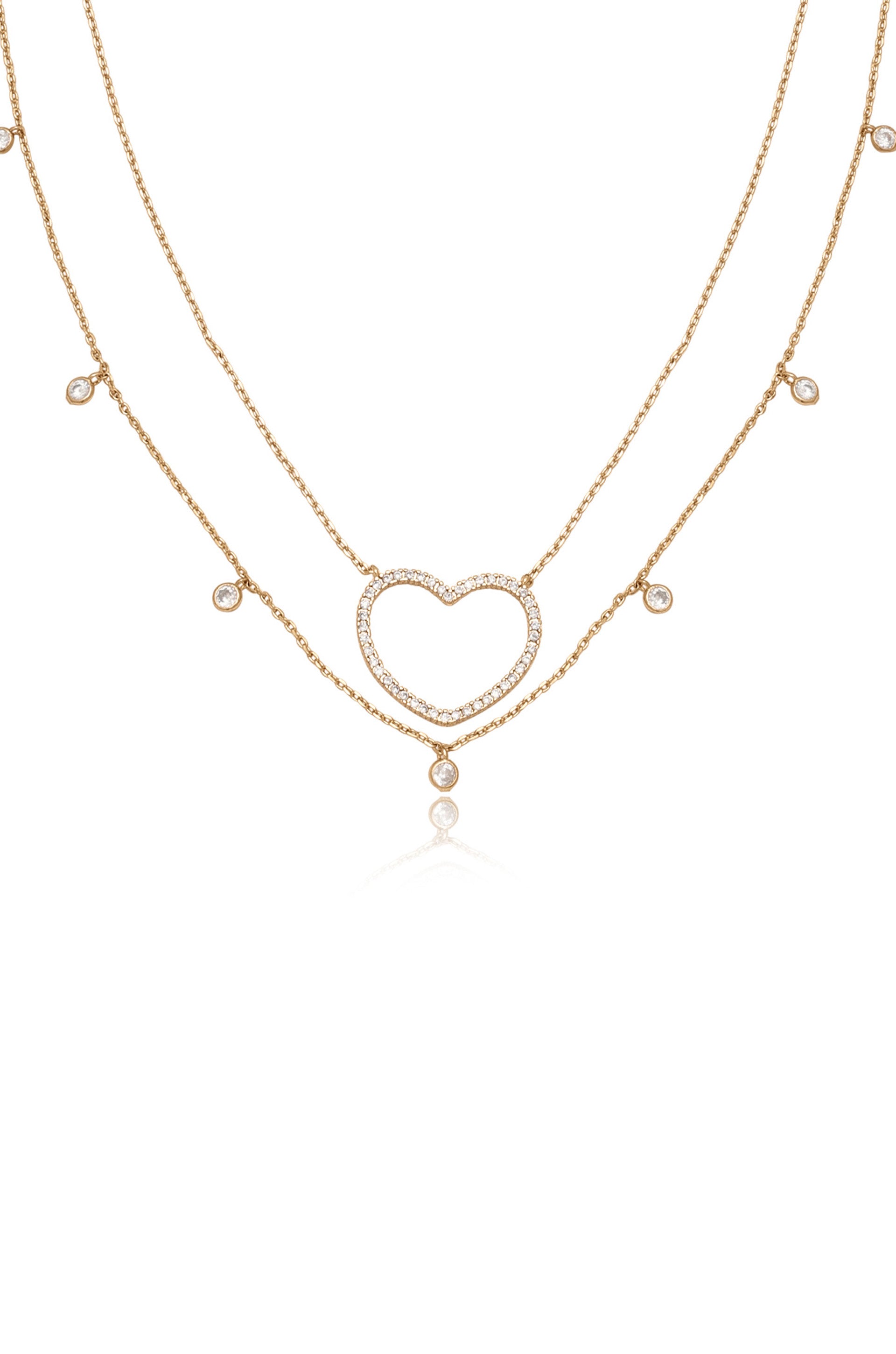 Simplistic Crystal Layered 18k Gold Plated Lariat Necklace Set