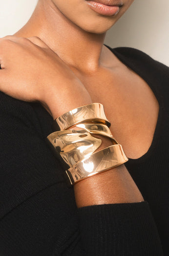Bracelet femme souple doré organique - Argent Tonic