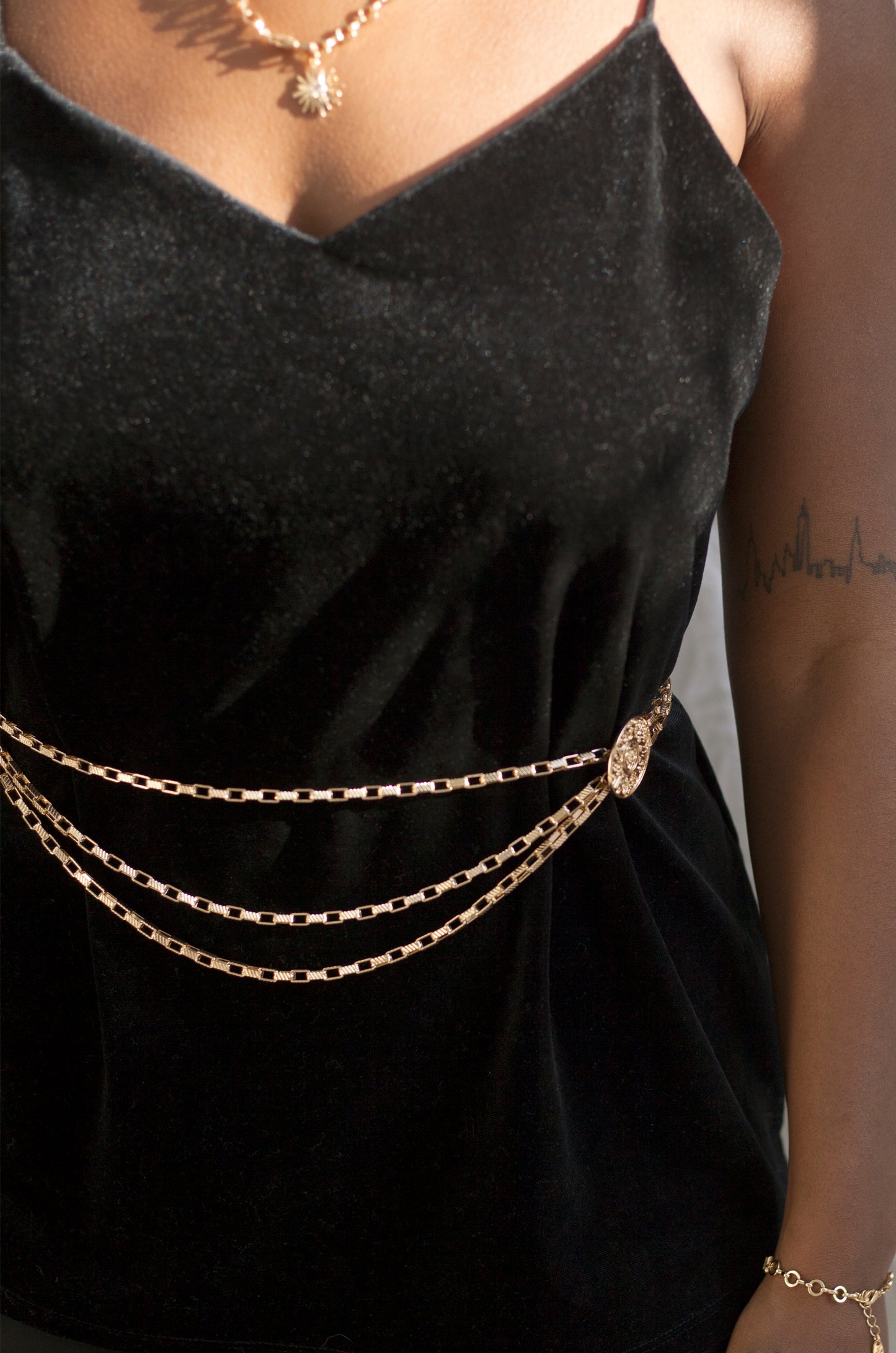 gold multi chain belt