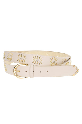Pearl Dotted Chain Link Belt in Gold