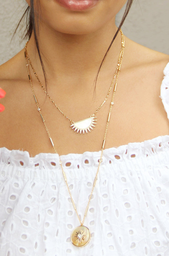 Apollo Mother of Pearl 18k Gold Plated Pendant Necklace – Ettika