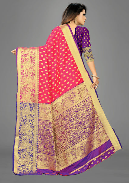 Presenting New Designer Magenta Banarasi Silk With Heavy Zari Weaving Work Saree For Women
