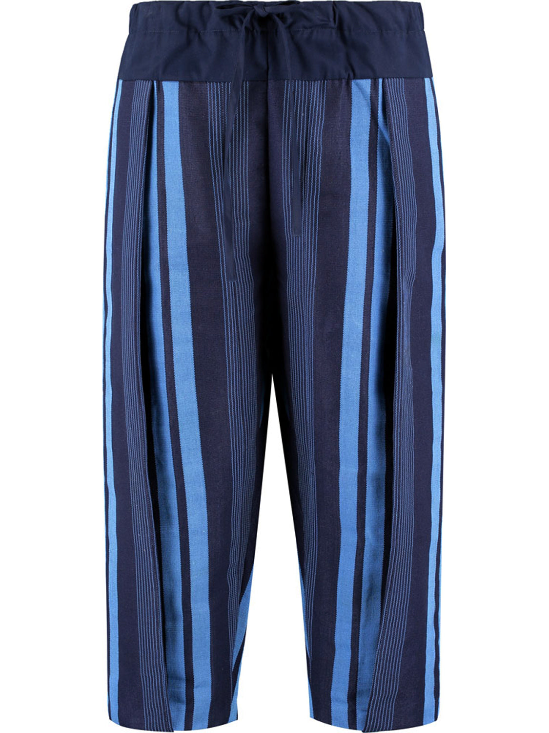 Unisex Contemporary Aso-Oke Cropped Trousers - Blue | U.Mi-1