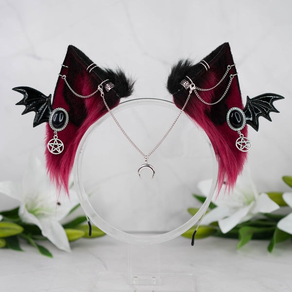 Crimson goth cat ears