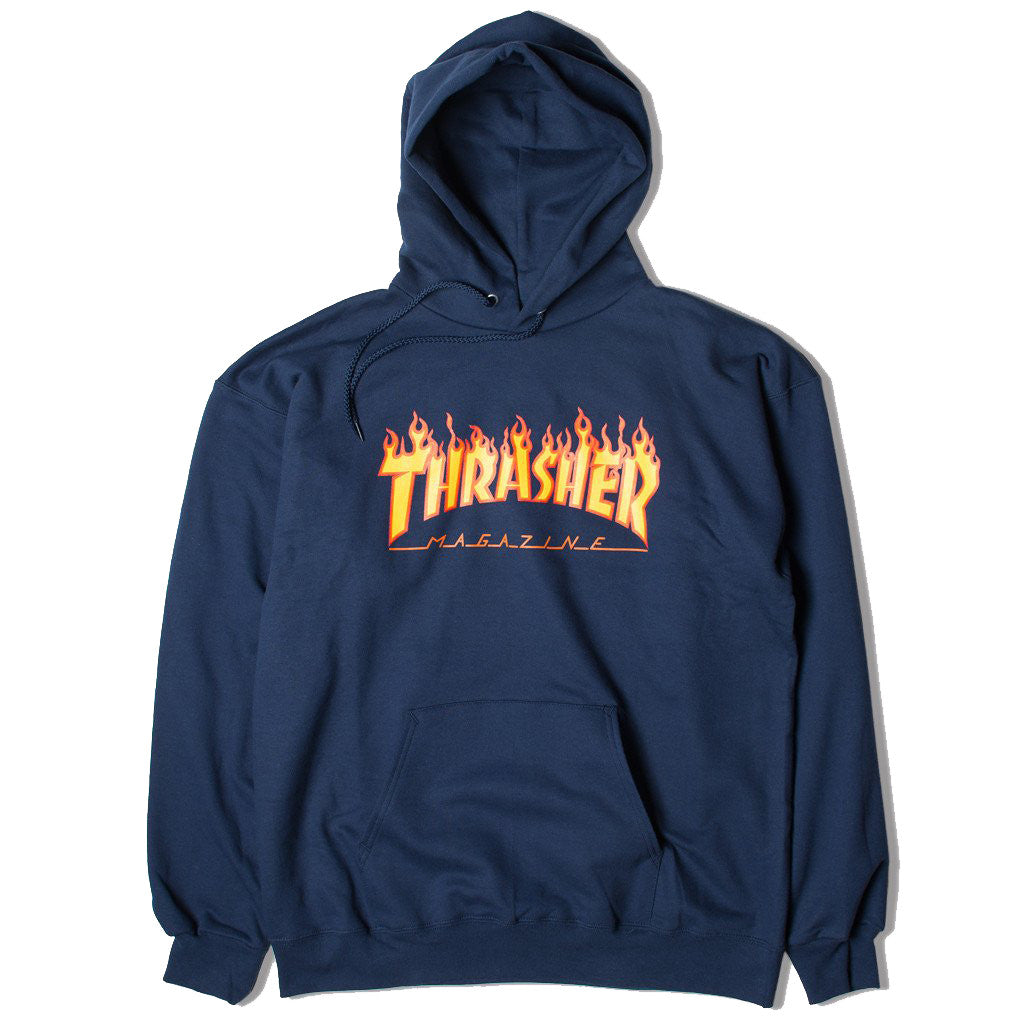 Thrasher Flame Hood - Navy | Boarders