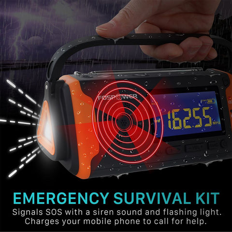 4000mAh Solar Hand Crank Emergency Radio - NOAA Digital Weather Radio