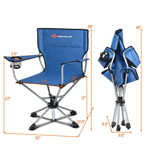Collapsible Camping Chair - Swivel Portable Chair 360° Free Rotation