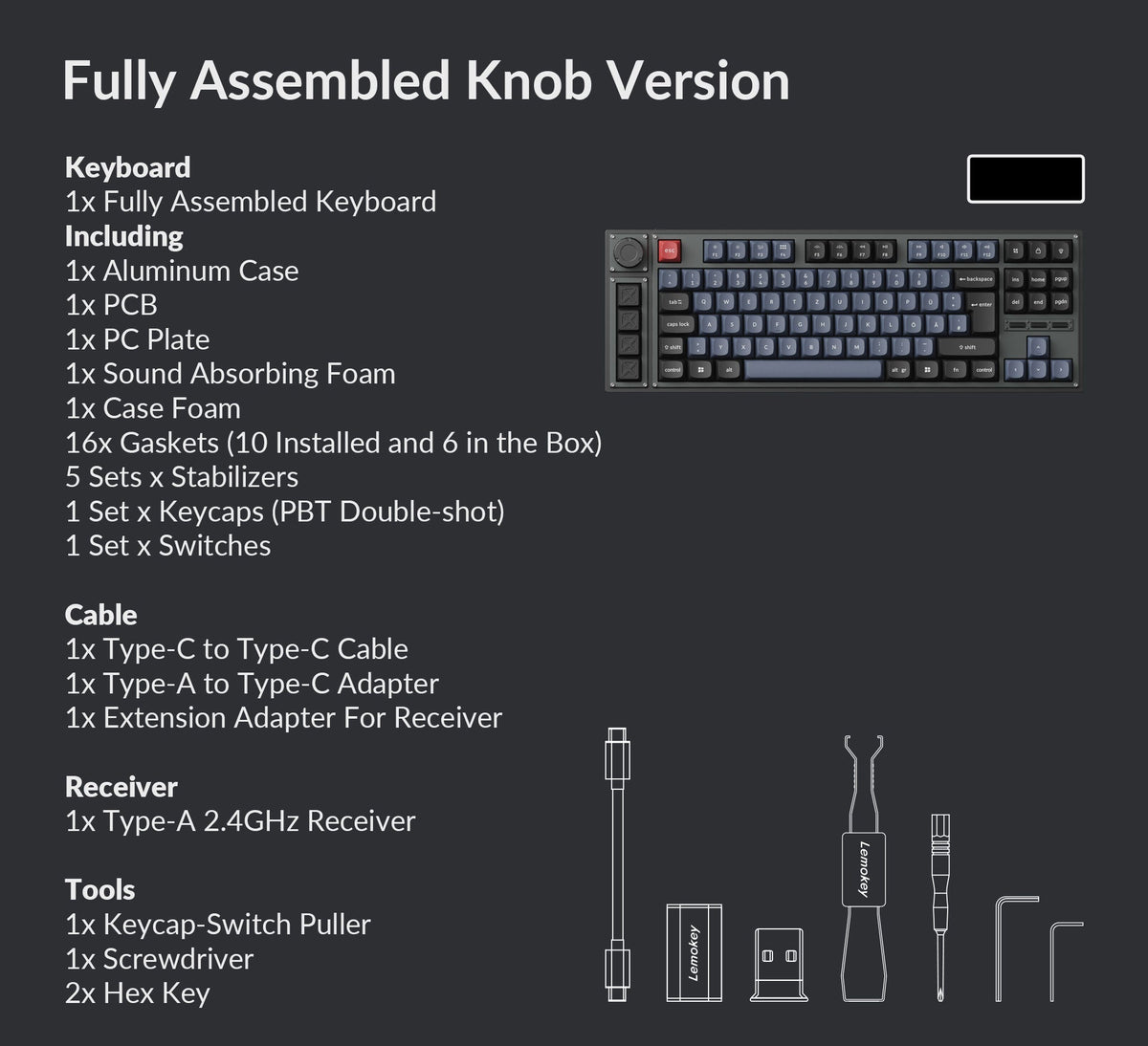 Package list of Lemokey L3 QMK Custom Keyboard
