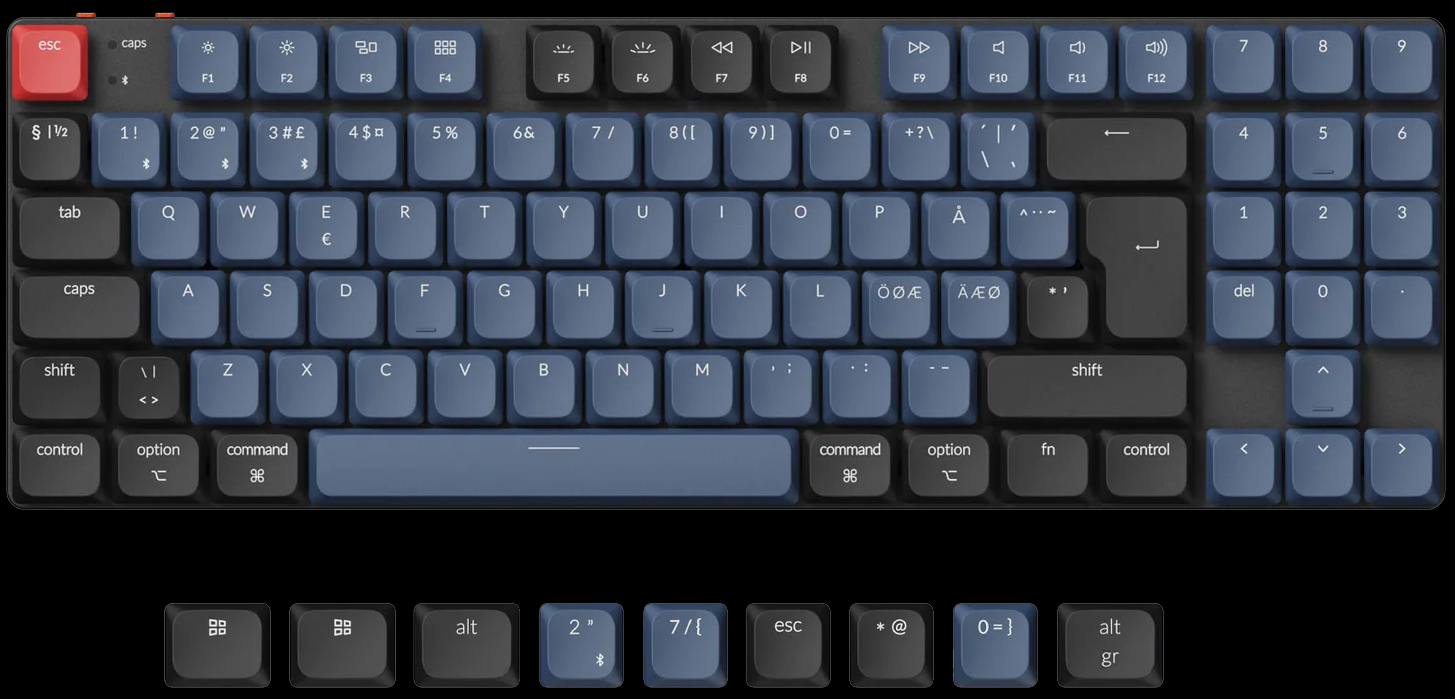 Nordic ISO Layout Keychron K13 Pro QMK/VIA ultra-slim custom mechanical low profile keyboard