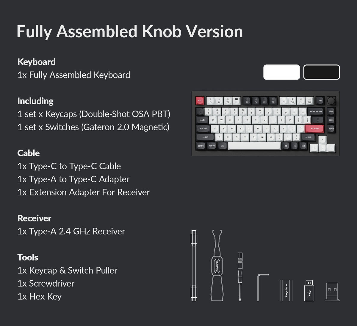 Pack list of Keychron Q1 HE Custom Mechanical Keyboard