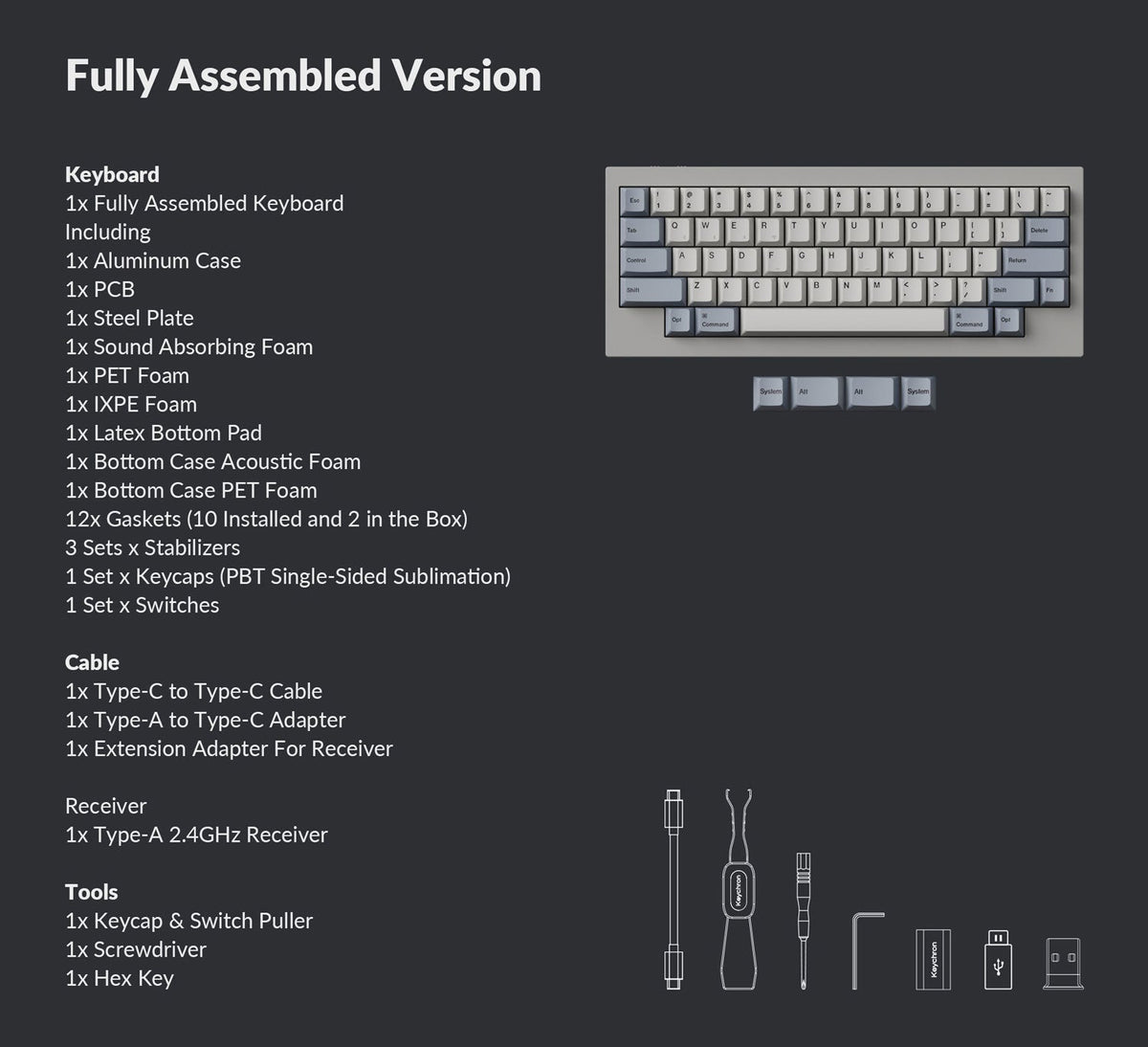 Pack list of Keychron Q60 Max Custom Mechanical Keyboard