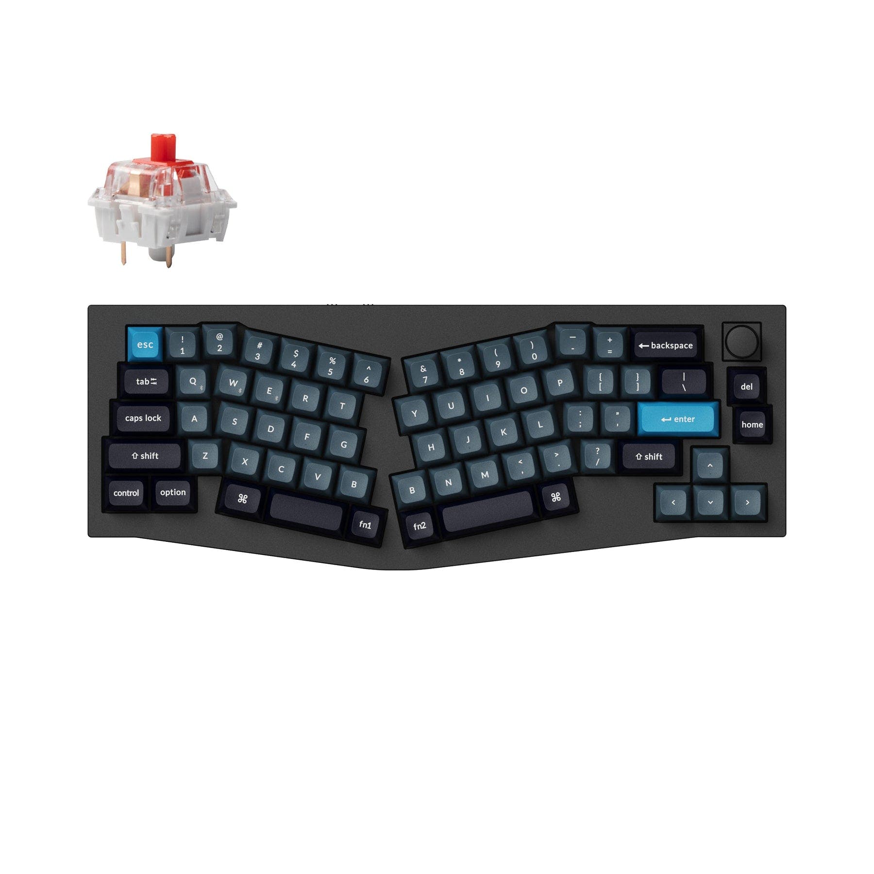 Keychron Q8 Pro (Alice Layout) QMK/VIA Wireless Custom Mechanical Keyboard (US Layout) Fully Assembled Knob / Carbon Black / Keychron K Pro Red