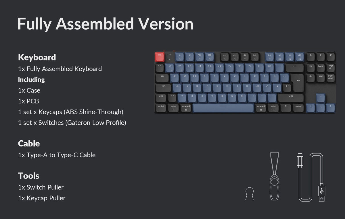 Package list of Keychron K1 Pro QMK/VIA ultra-slim custom mechanical low profile keyboard ISO Layout